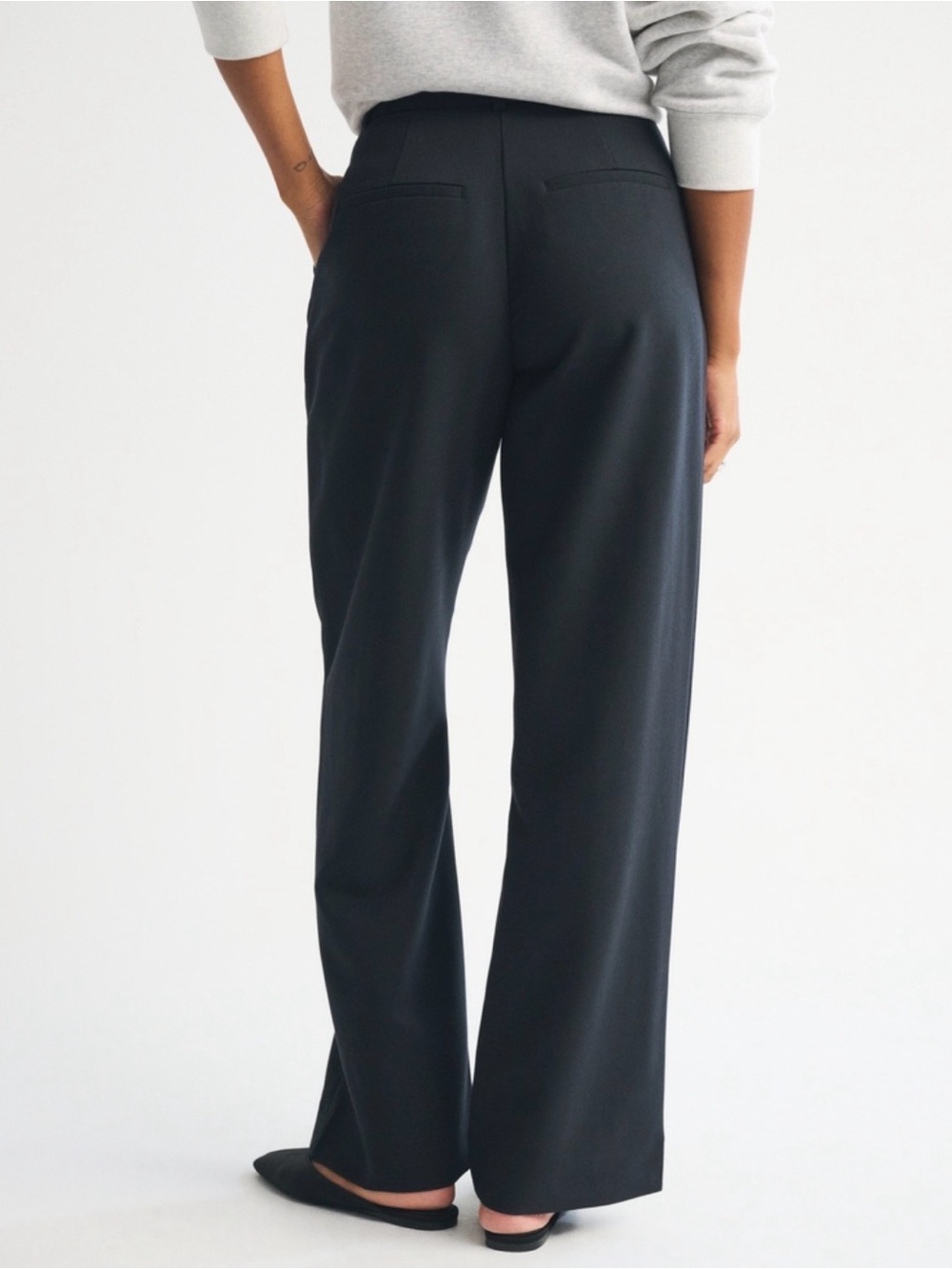 Curve Love A&F Sloane Tailored Wide Leg Pant - Black - Picture 3 of 6